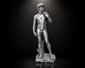 David Inspired Classical Statue – 9.8" Decorative Sculpture, Metallic Silver