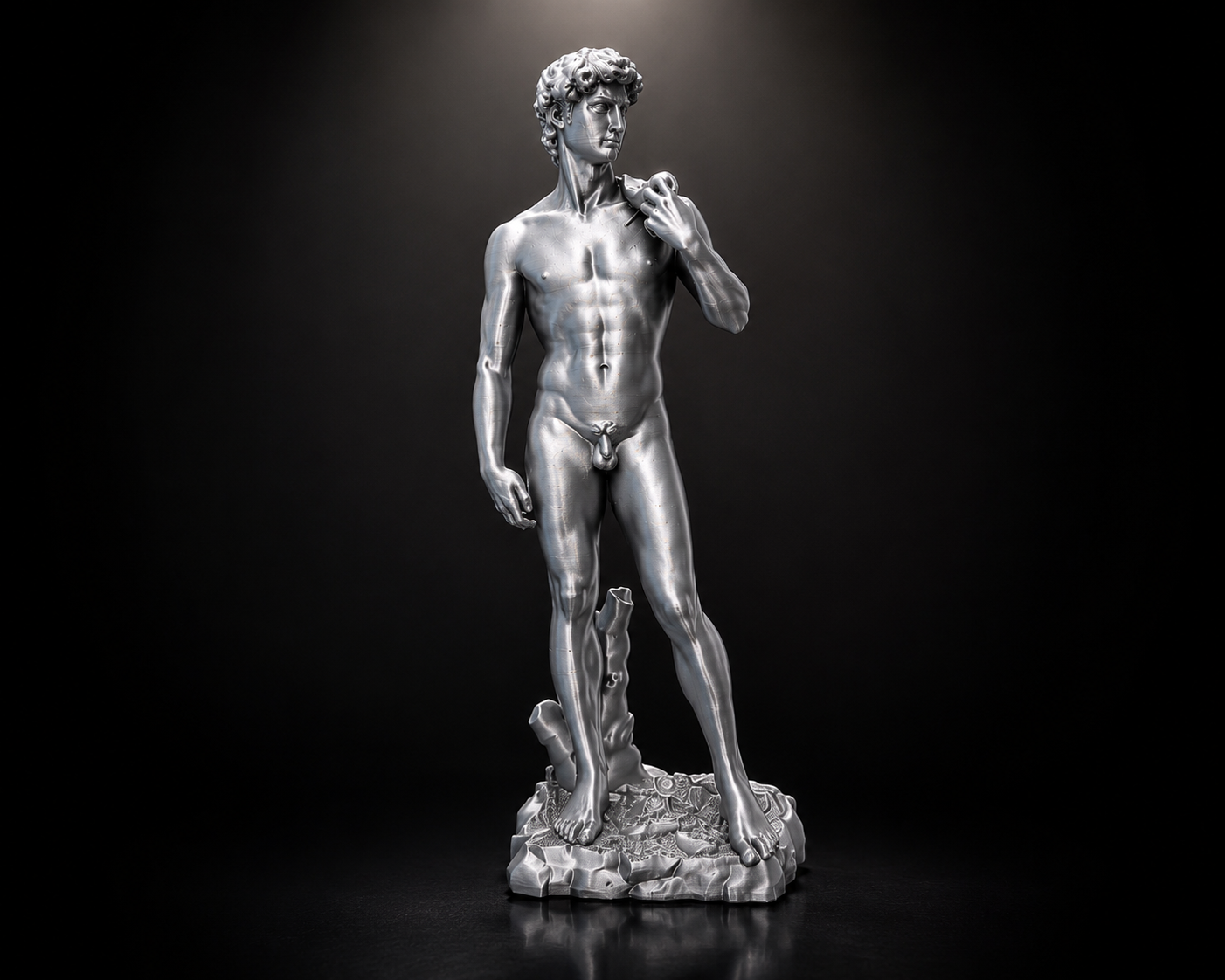 David Inspired Classical Statue – 9.8" Decorative Sculpture, Metallic Silver