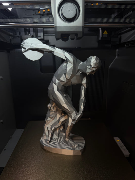 Discus Thrower (Discobolus) Statue – 9.8" Decorative Sculpture, Metallic Silver